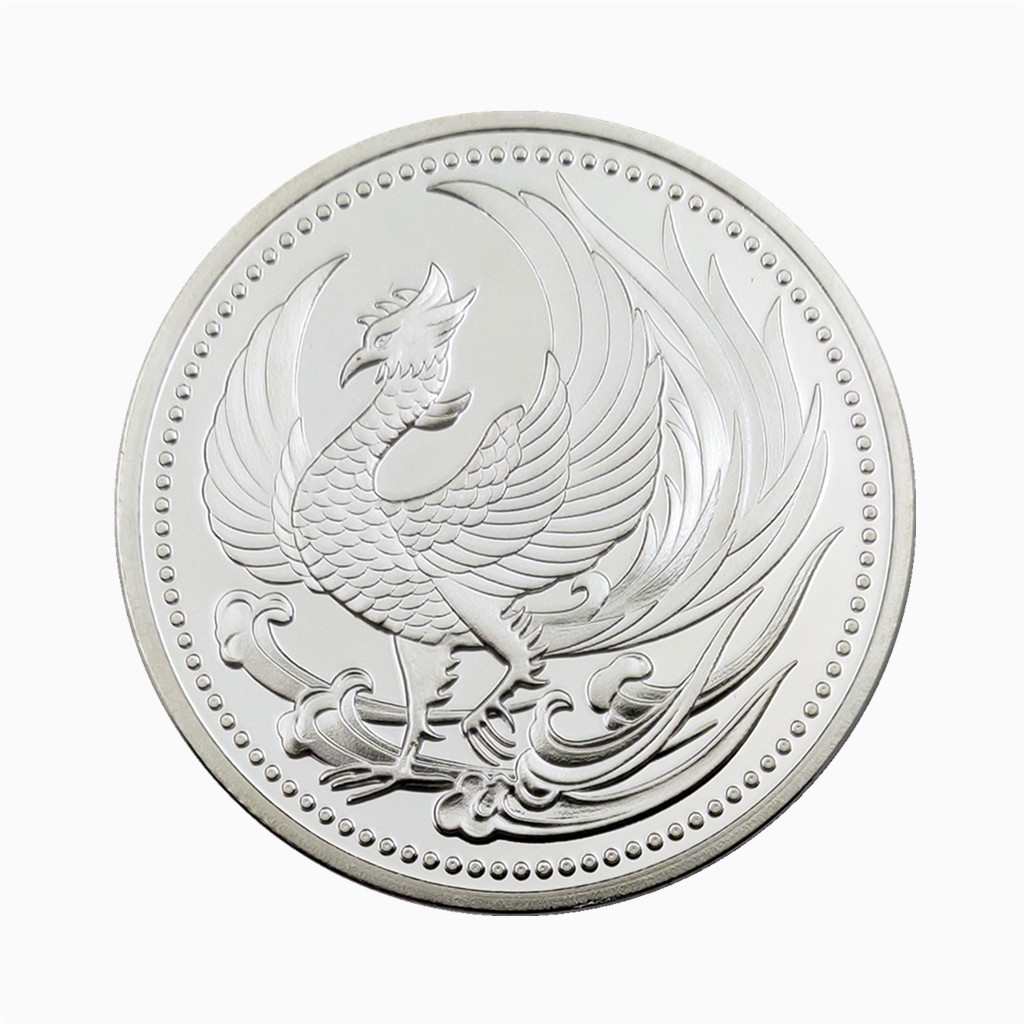 凤凰金币日本传统文化凤凰涅盘纪念币镀金百鸟鳞族凤凰硬币