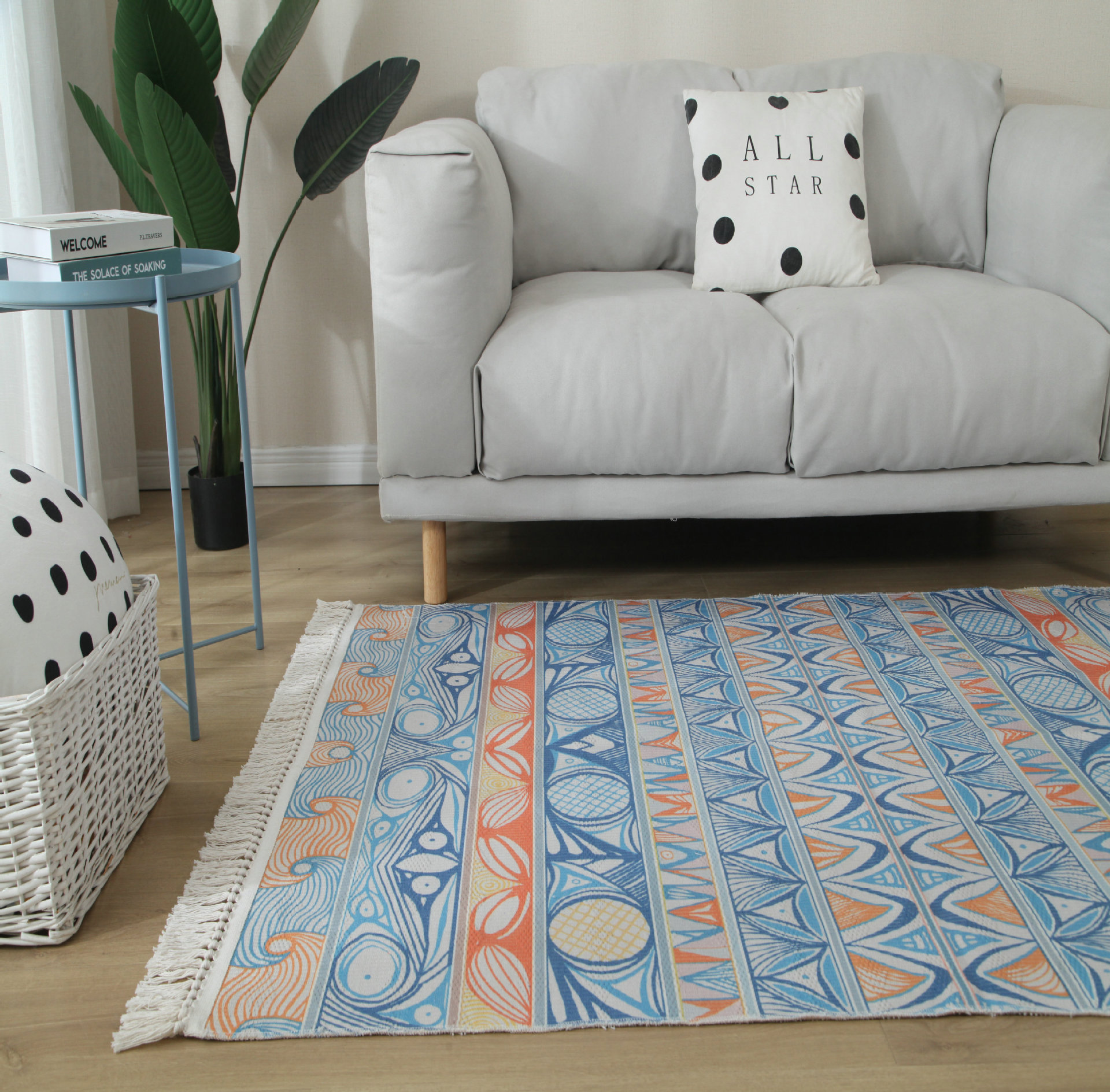 民族风棉麻客厅茶几地毯复古素色书房挂毯手工毯卧室沙发进门地垫