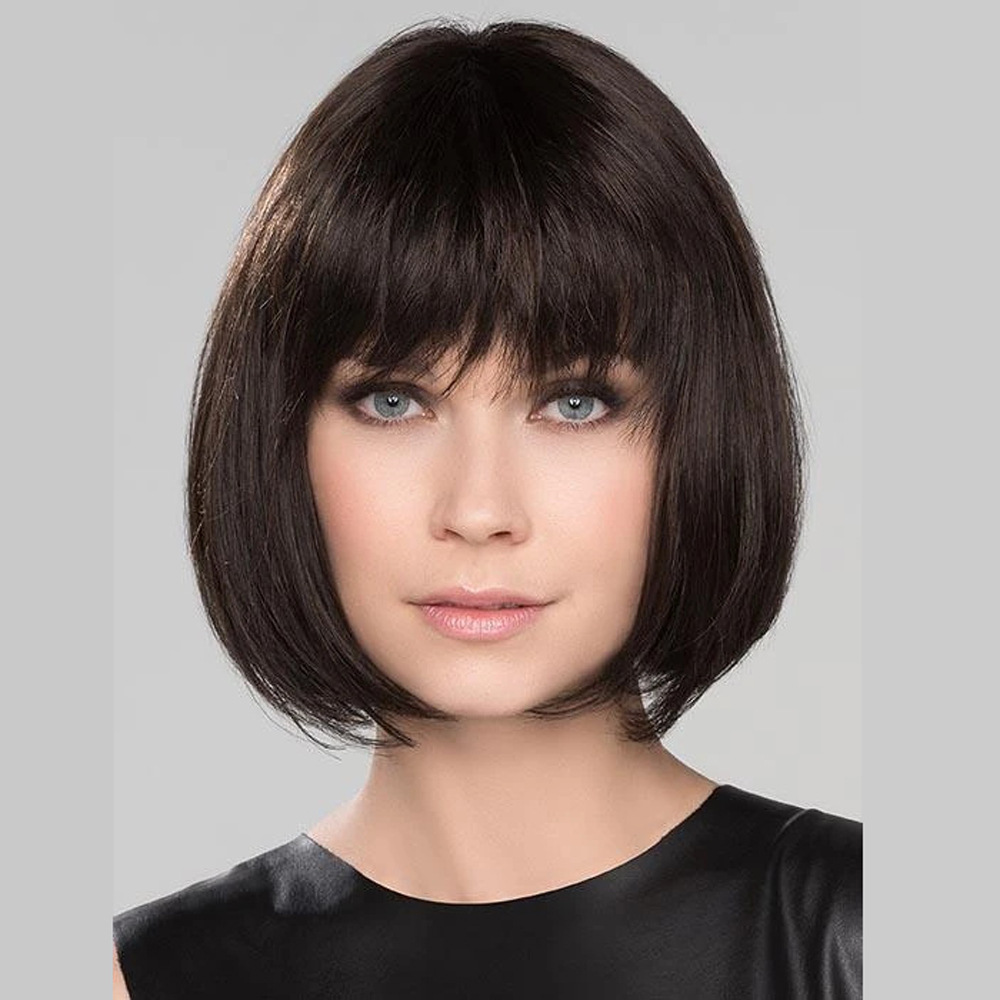 厂家现货批发 欧美时尚女 黑色bobo短直波波头套 化纤高温丝假发