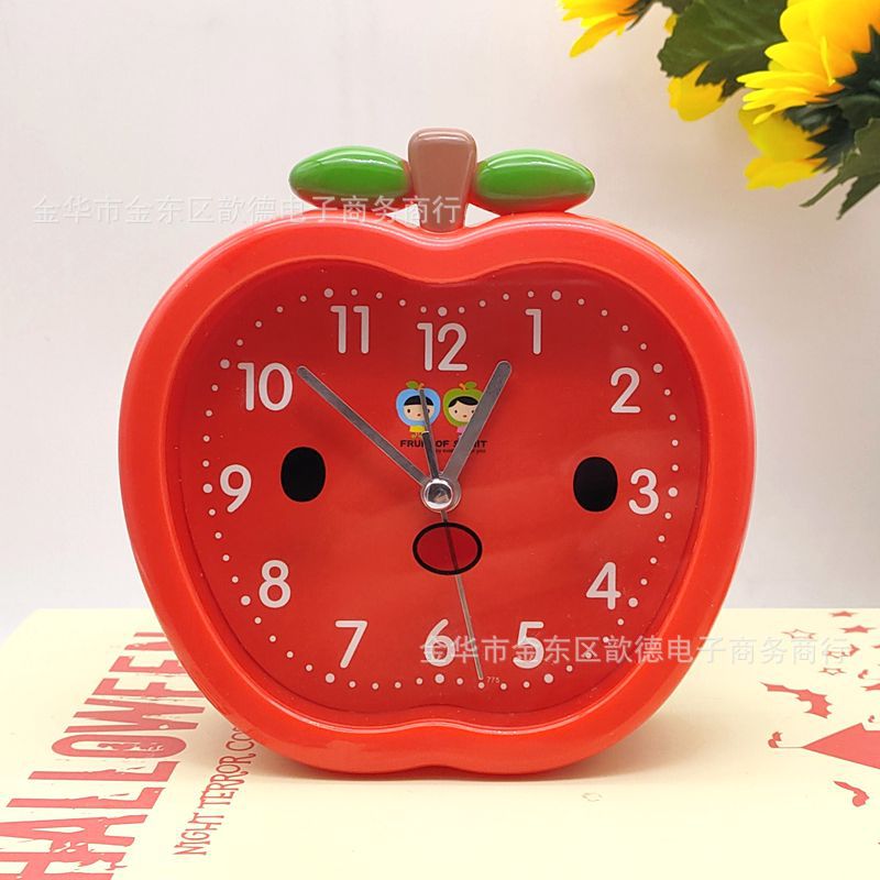 创意水果造型苹果卡通闹钟儿童学生精美礼品立体数字简约闹表