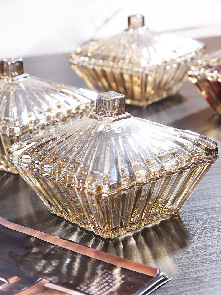 欧式奢华水晶玻璃小糖罐带盖厨房调味罐家用美式储物罐糖果零食罐