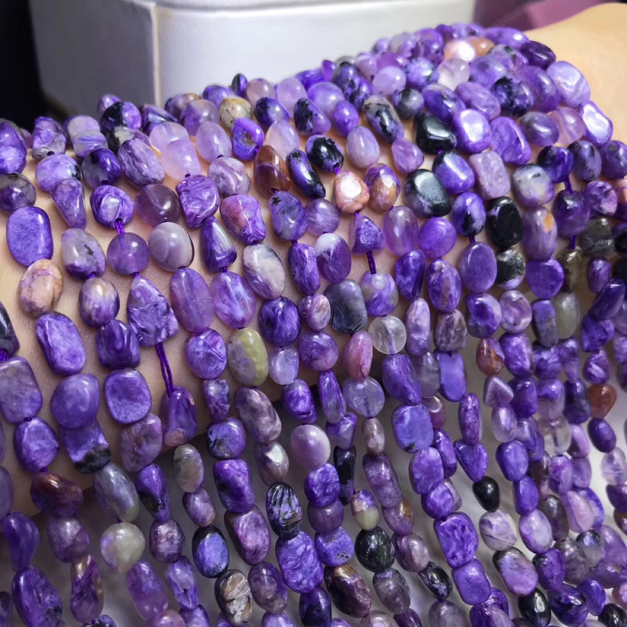 天然紫龙晶原石紫色水晶碎石半成品长条diy饰品配件散珠批发