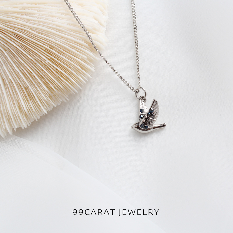 99克拉白金色小鸟自由飞翔吊坠个性时尚可爱简约礼物深意男女