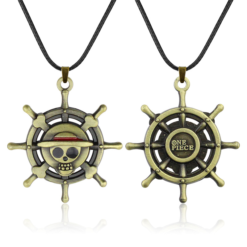 海贼王草帽吊坠项链索隆通辑令加动漫周边合金双吊坠军牌项链