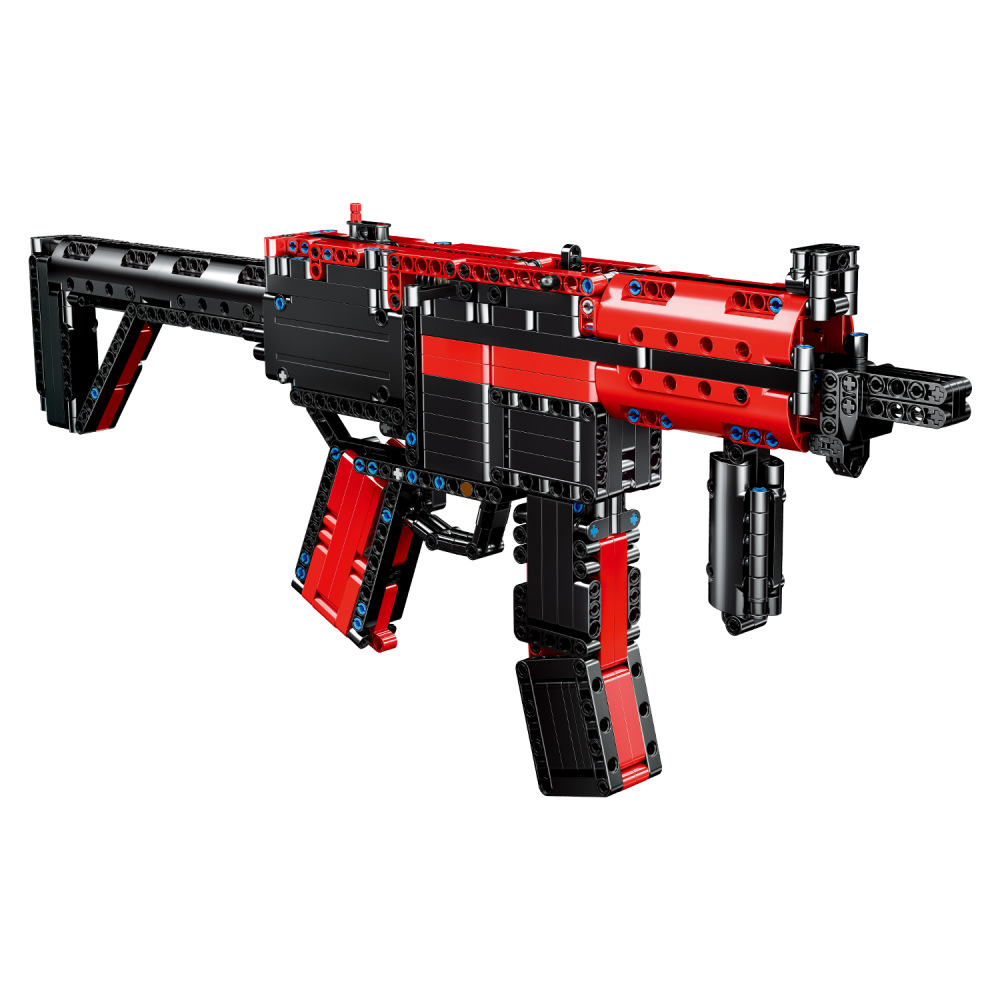 金嘉隆ql0450科技mp5冲锋枪可发子弹 兼容乐高积木拼插玩具男孩红