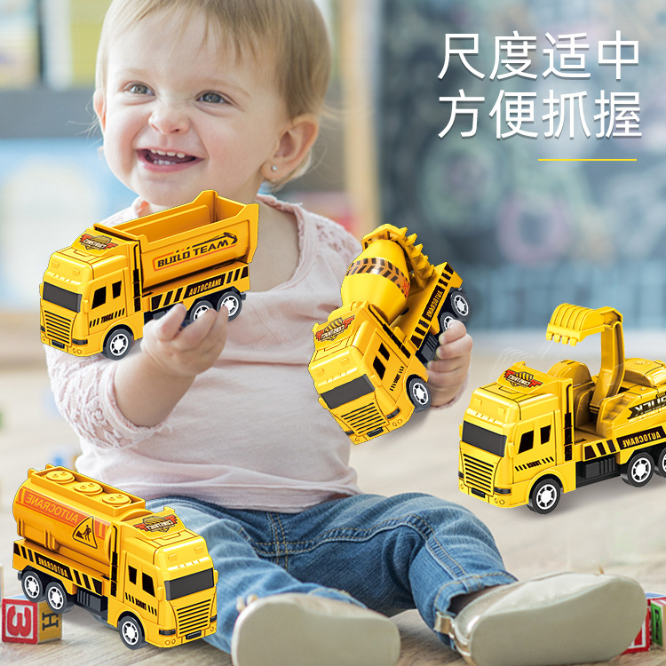 Factory Wholesale Educational Children's Toys Warrior Engineering Vehicle Model Four Mini Cars Hot Sale Gift Toys