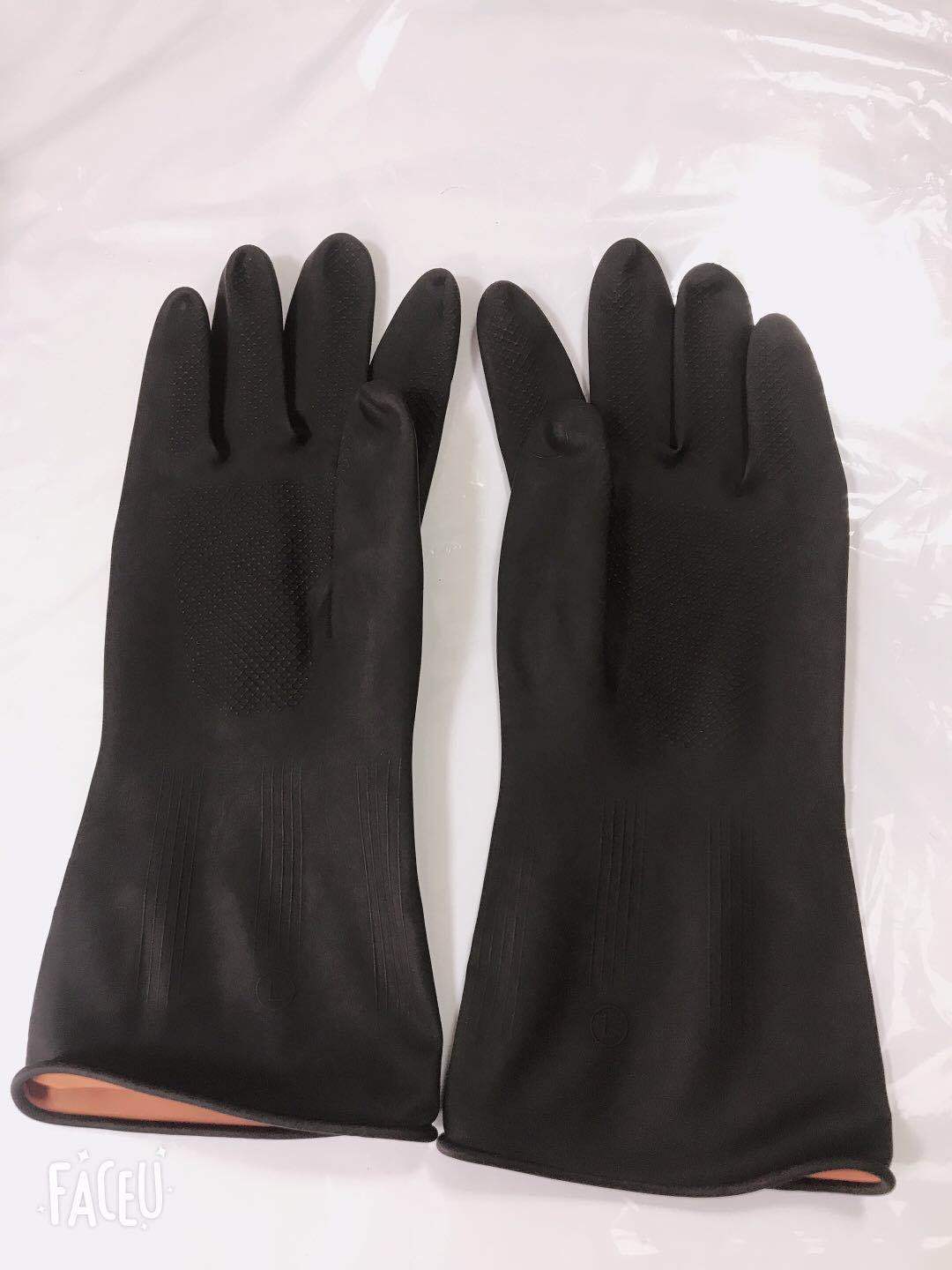 现货批发供应二友南洋牌工业胶手套黑色胶手套耐酸碱手套