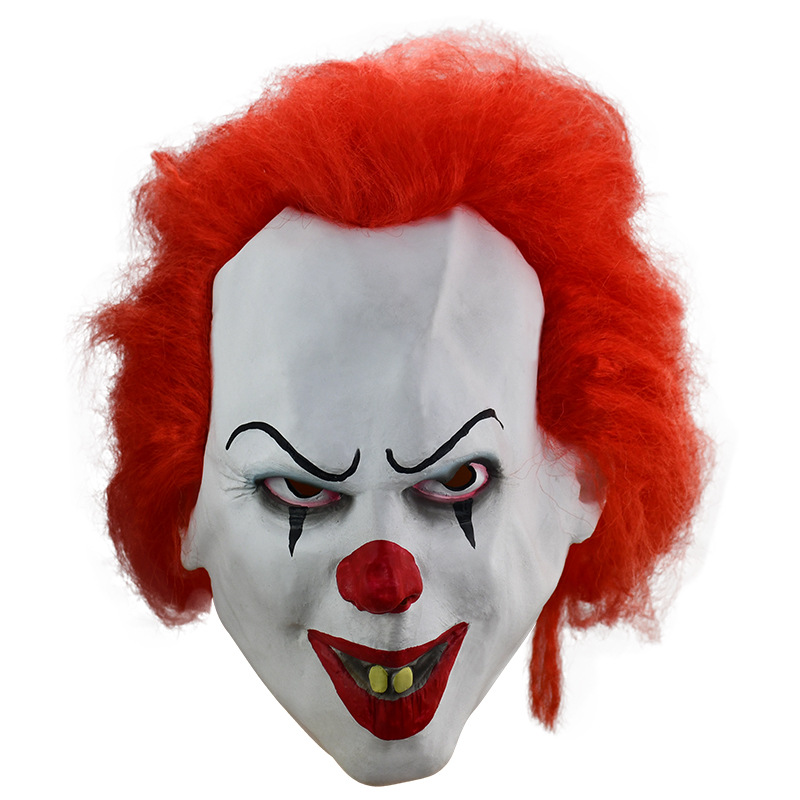 酒店恐怖乳胶面具万圣节红发小丑回魂 影视道具恐怖惊悚小丑头套