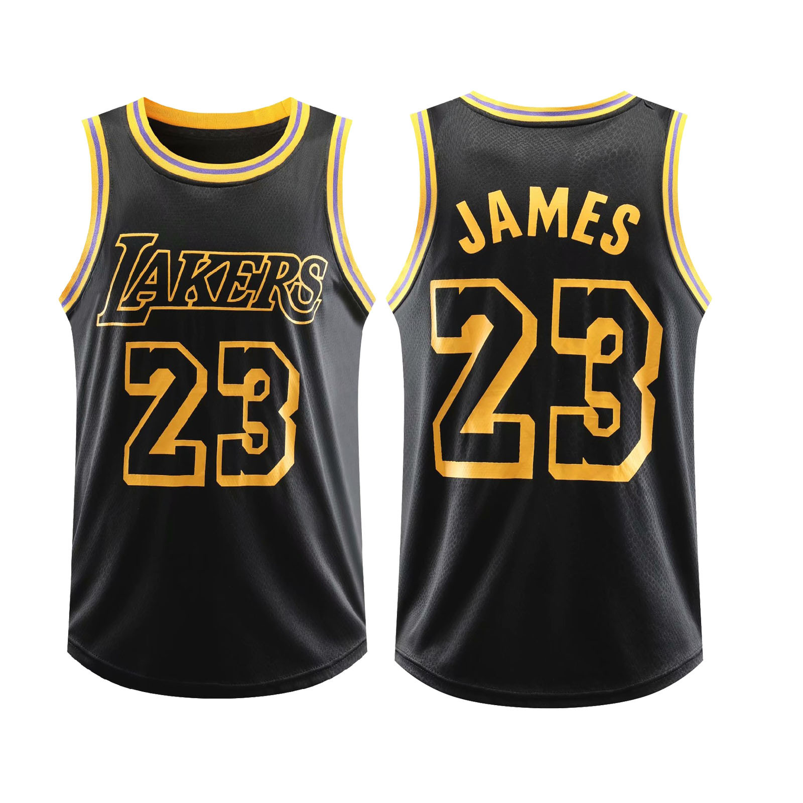 湖人球衣科比纪念版黑曼巴城市蛇皮纹23号版詹姆斯黑金比赛服套装