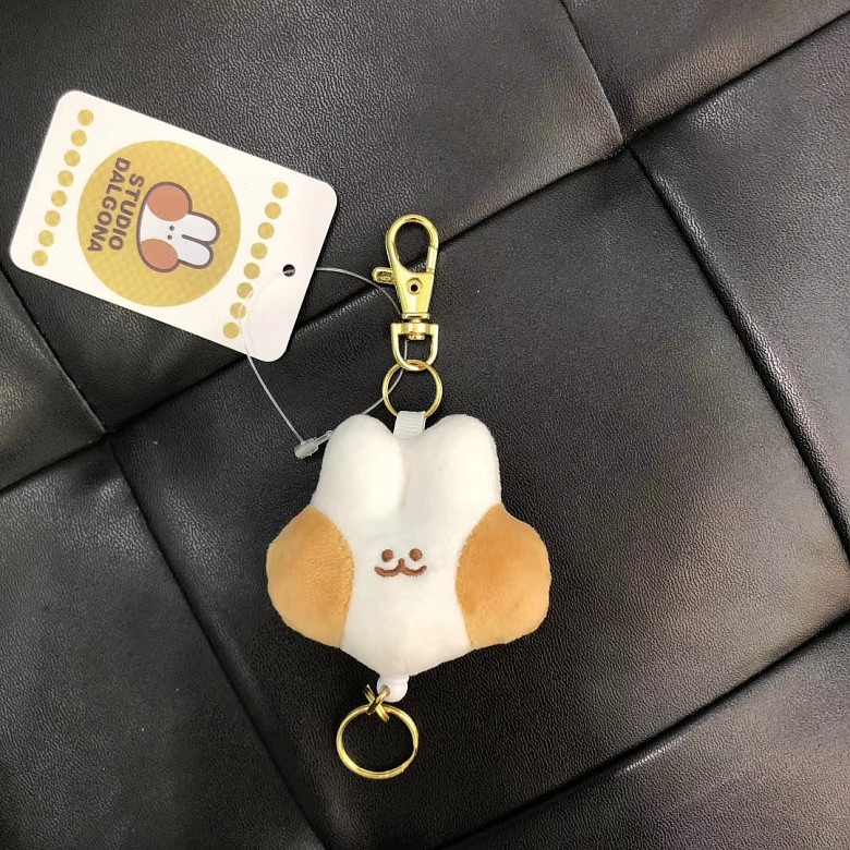 韩国ins大脸兔迷你伸缩钥匙扣小挂件书包吊饰挂饰毛绒公仔玩具