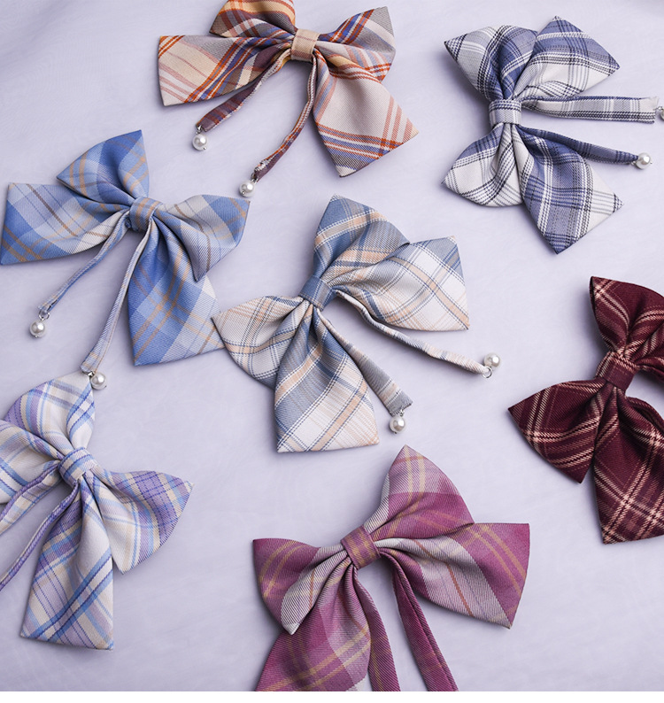 jk头饰大蝴蝶结发夹汉服配饰宋制发饰学院风百搭多色格子顶夹发卡