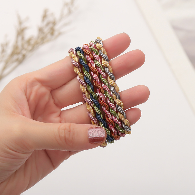 新款双色编织头绳 女士扎头发弹力筋简洁大方发绳头饰厂家直销