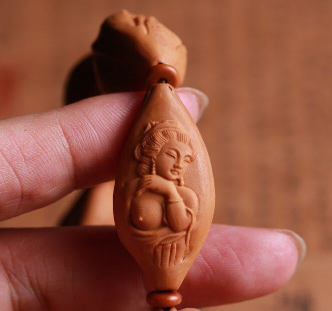 橄榄核雕手串美女倾国倾城纯手工男士大籽文玩橄榄核雕手链批发