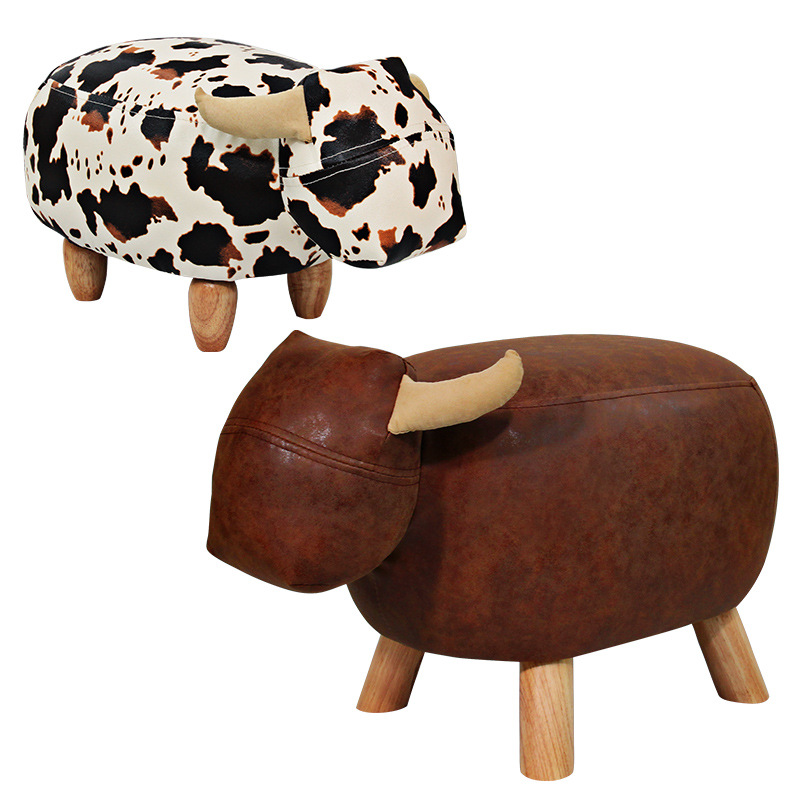 出口内销亲子款动物换鞋凳小牛宠物环保皮艺儿童幼儿园座椅