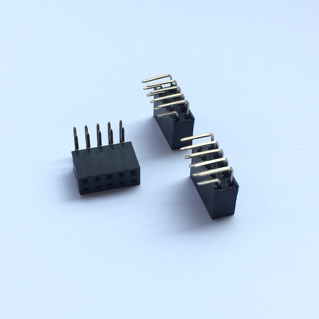 54mm间距双排5p排针排母弯针2*5p位90度环保排针座 双排10p母座