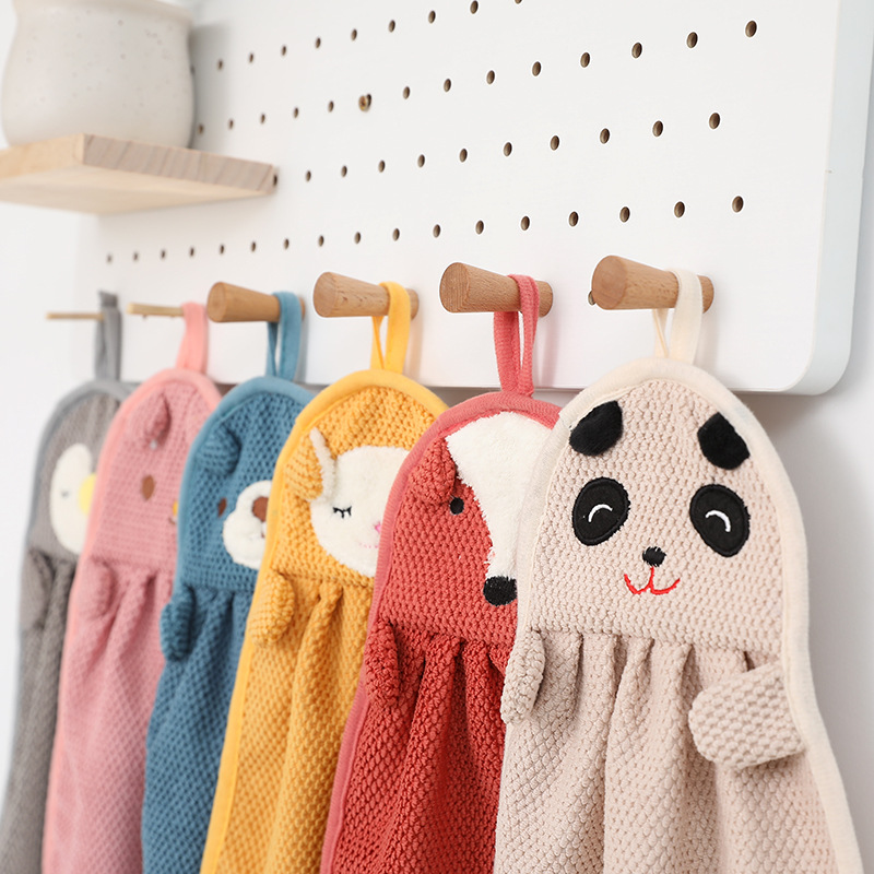 Cross-Border Hanging Quick-Drying Absorbent Hand Towel Cartoon Cute Towel Kitchen Bathroom Home Cleaning Towel