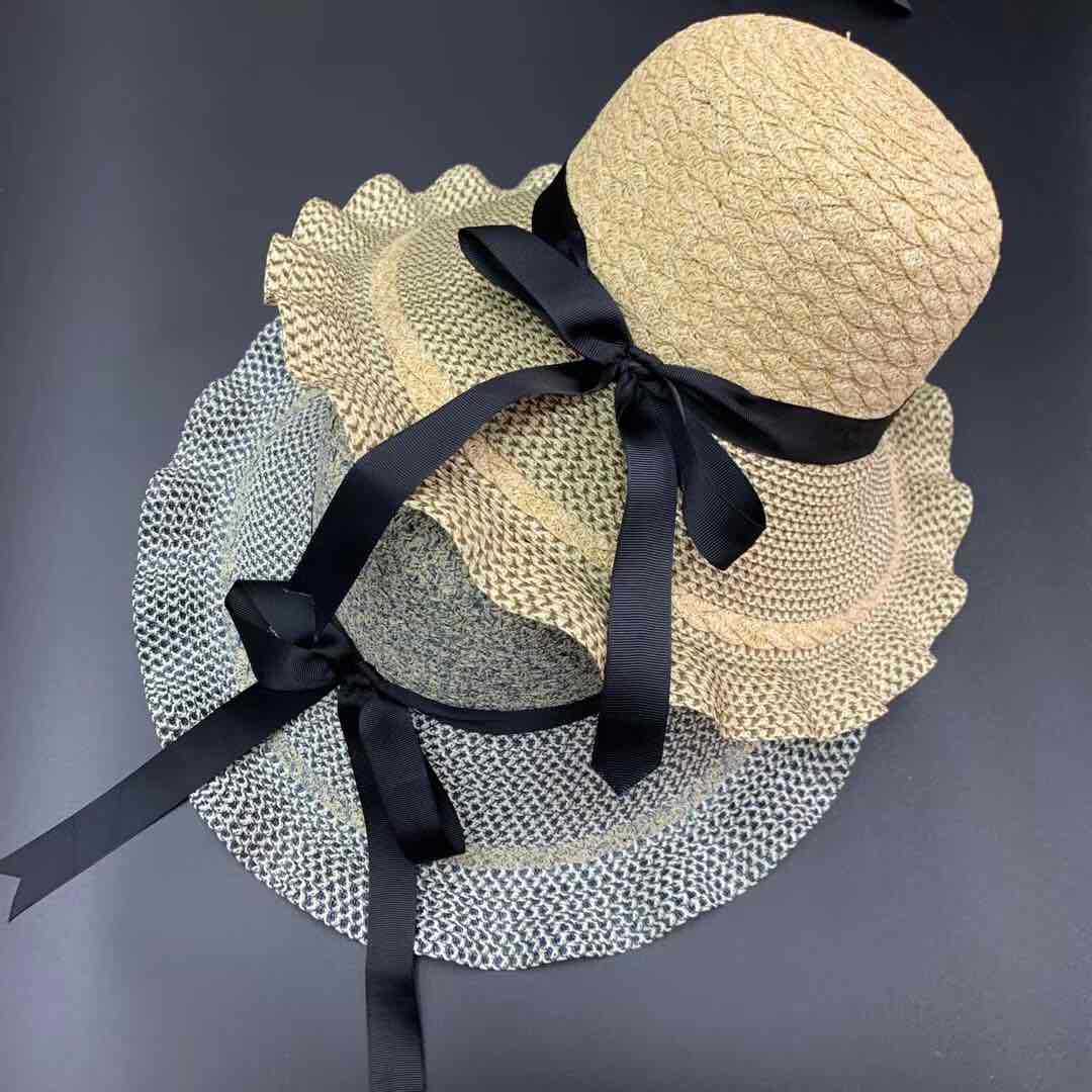 气质女神大沿遮阳帽 荷叶边防晒防紫外线帽子 沙滩海边女夏太阳帽