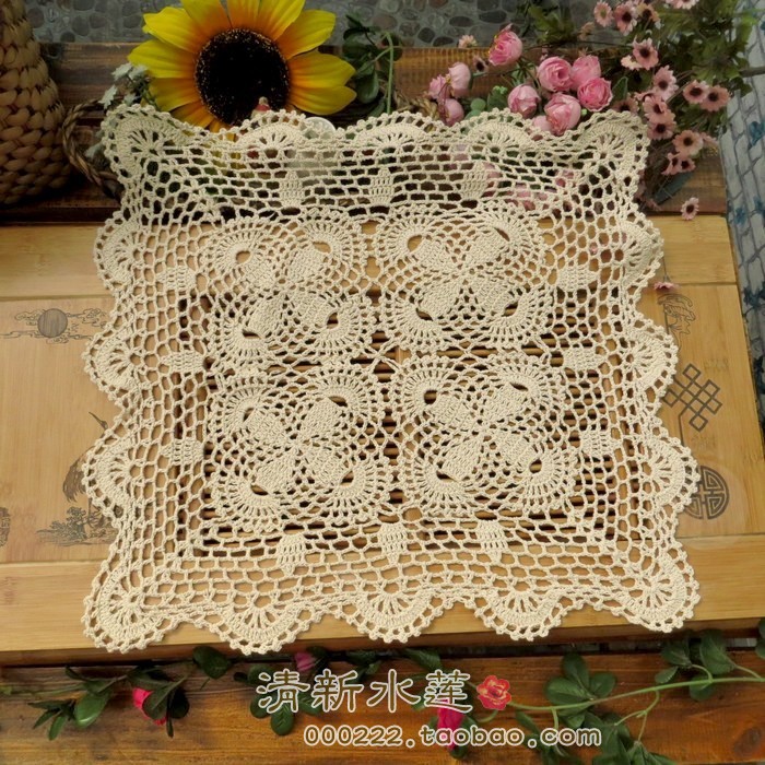 手工钩针钩花纯棉镂空编织沙发巾怀旧复古文艺范装饰盖布正方长方