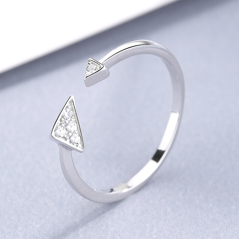 s925纯银三角形开口戒指韩版个性创意几何形指环厂家批发简约经典