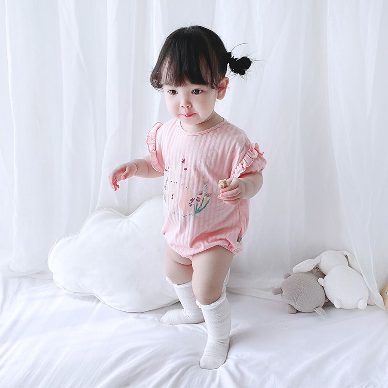 2021夏款新生儿印花三角爬服婴儿连体哈衣韩版婴幼儿童装一件代发