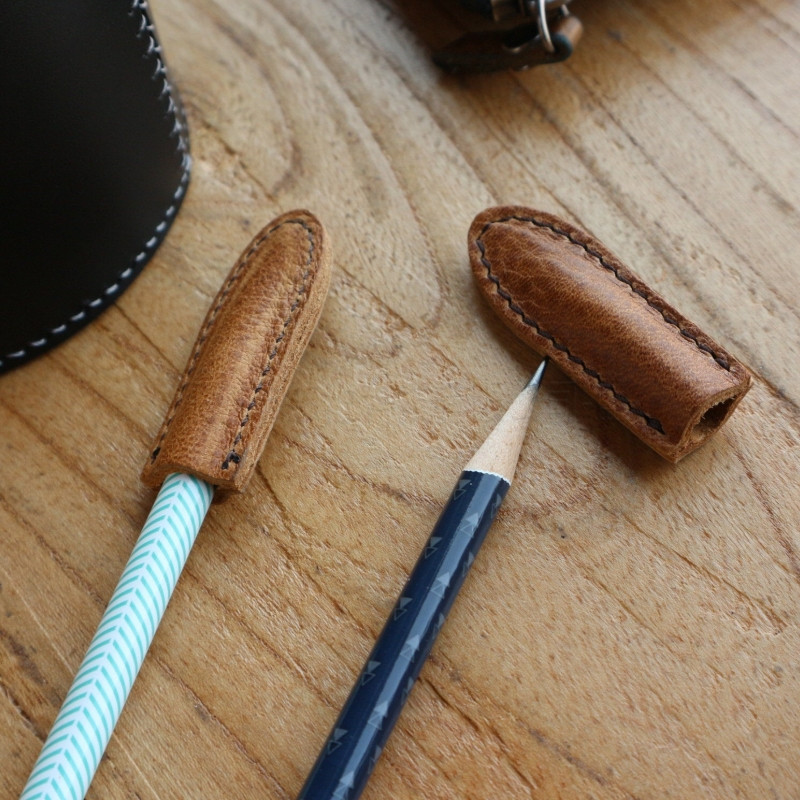 个性皮革笔帽 铅笔头笔尖保护套 学生文具皮质笔盖笔帽可印logo