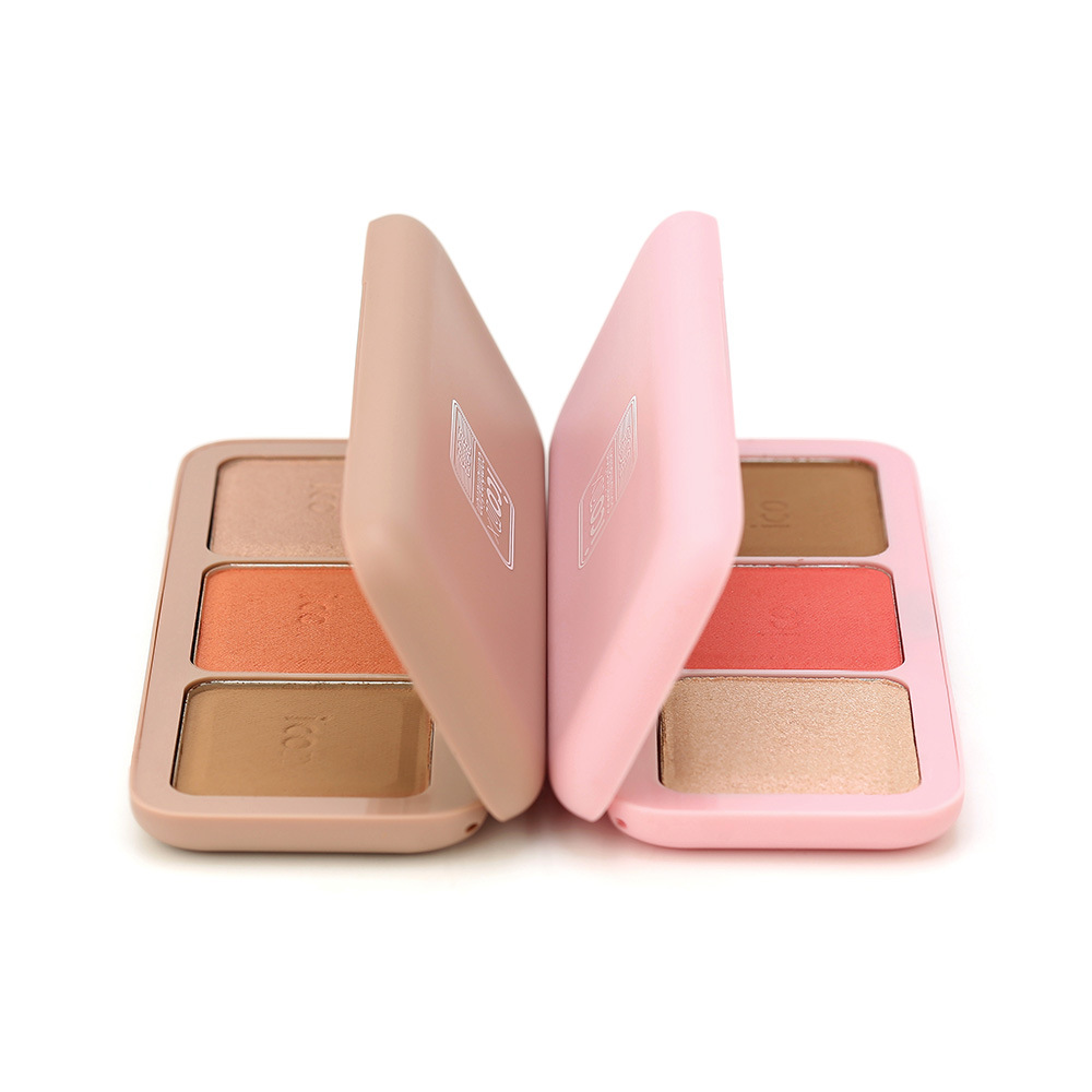 bob三色修容盘粉盘 珠光修容腮红高光粉 组合修容盘一体 学生网红