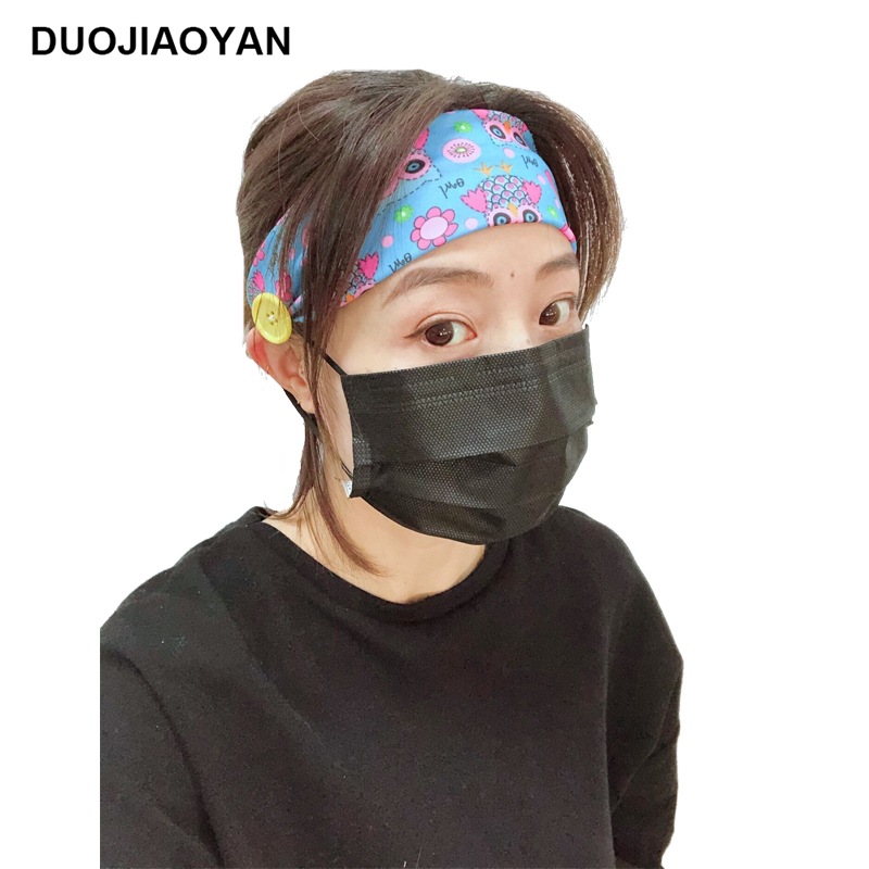 欧美跨境卡通ins新款流行口罩防勒发带健身运动弹力发带个性定制