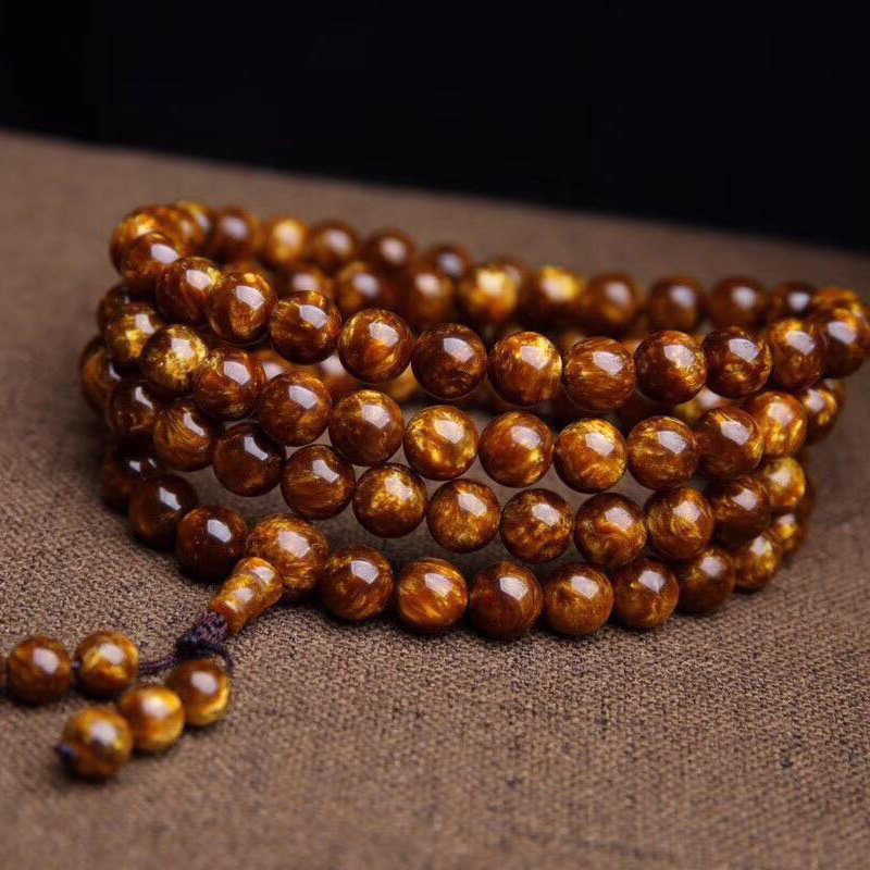 二代合成金丝海柳手串108颗金丝柳佛珠男女款情侣手链文玩