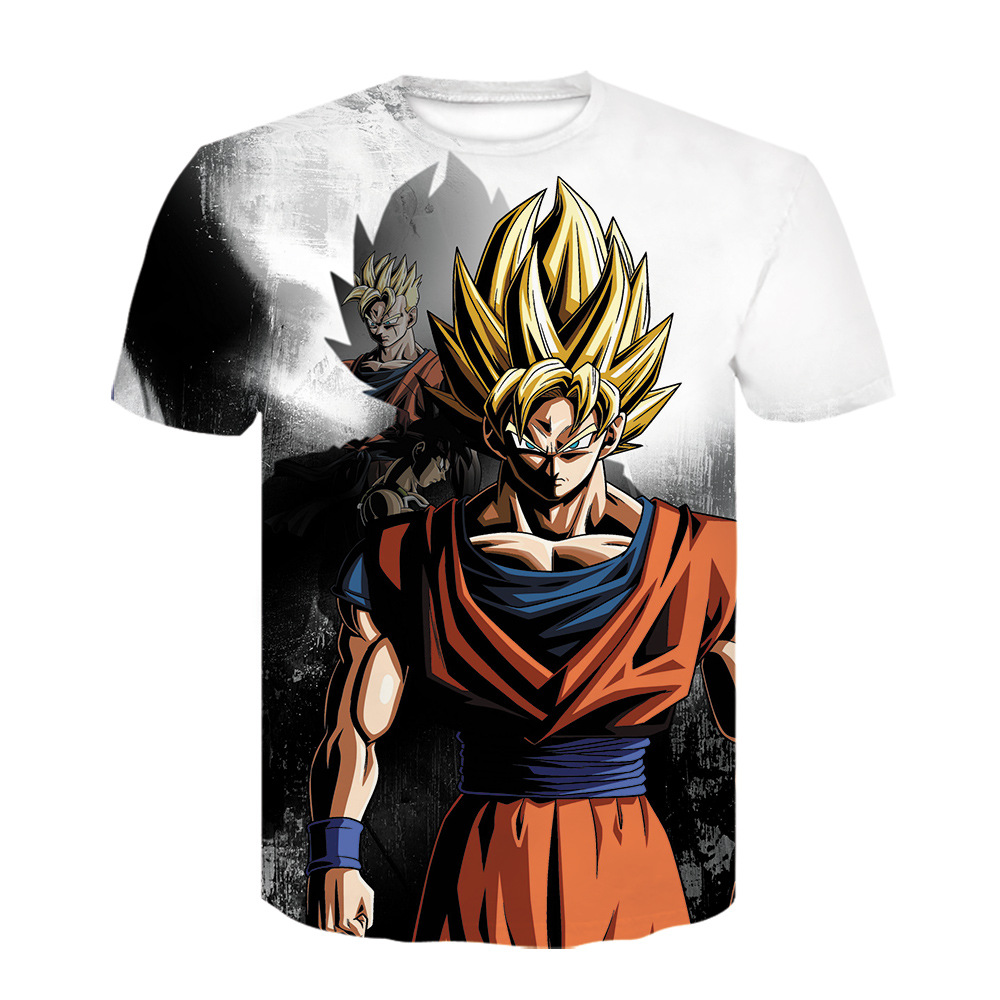 日系3d动漫印花七龙珠衣服运动休闲宽松大码男士短袖t恤