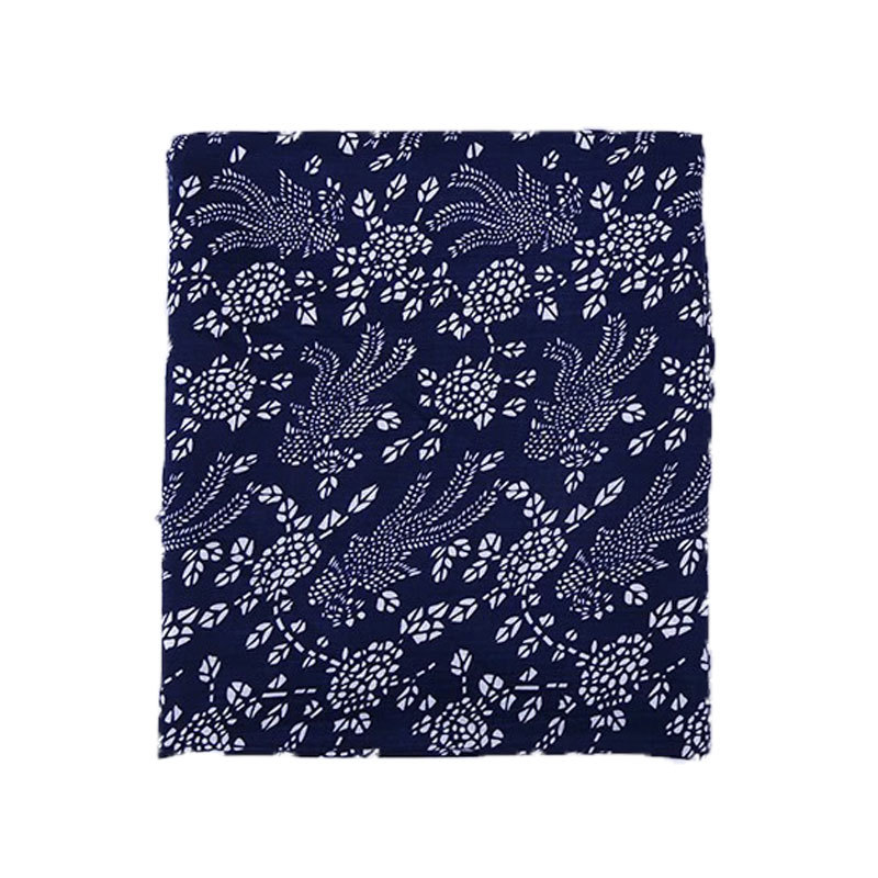 涤纶化纤东北大花布凤凰戏牡丹印花布料复古蓝印花面料酒店农家乐