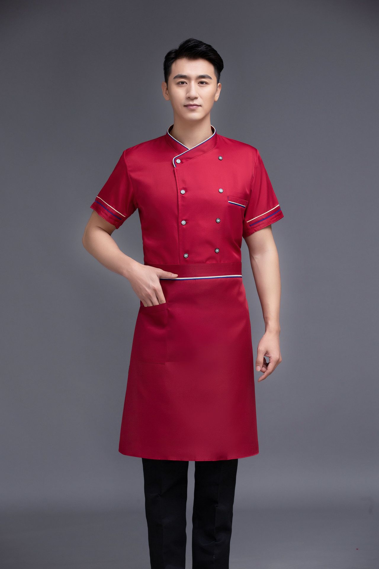 围裙厨师配套围裙半截餐饮厨房厨师后厨大厨围腰工作服半身男女