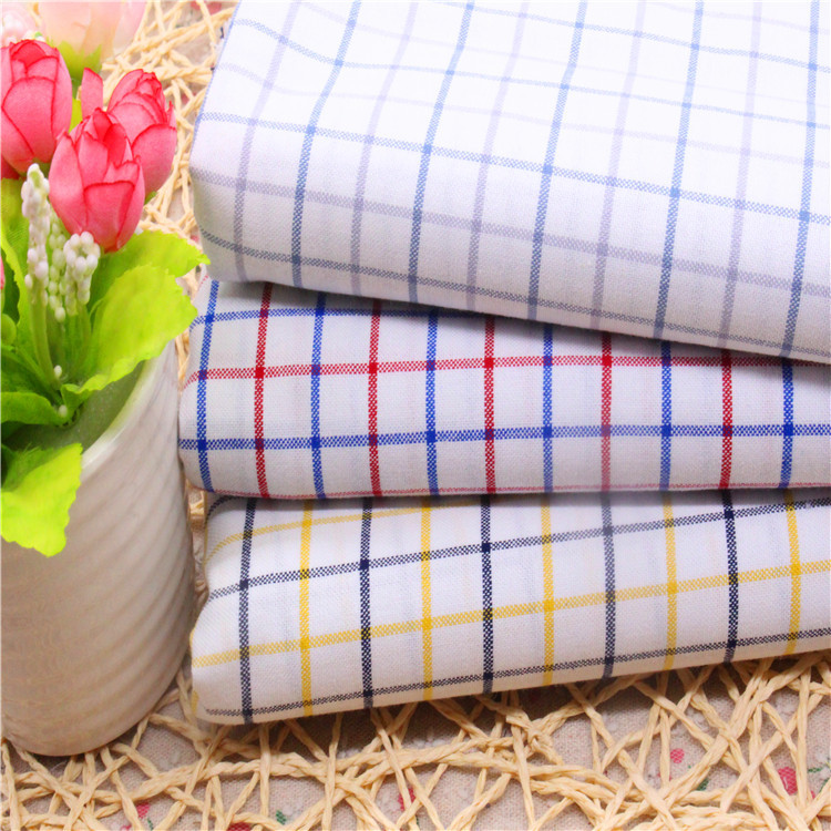 现货供应 棉质色织牛津纺格子 校服面料 梭织格子布 量大优惠