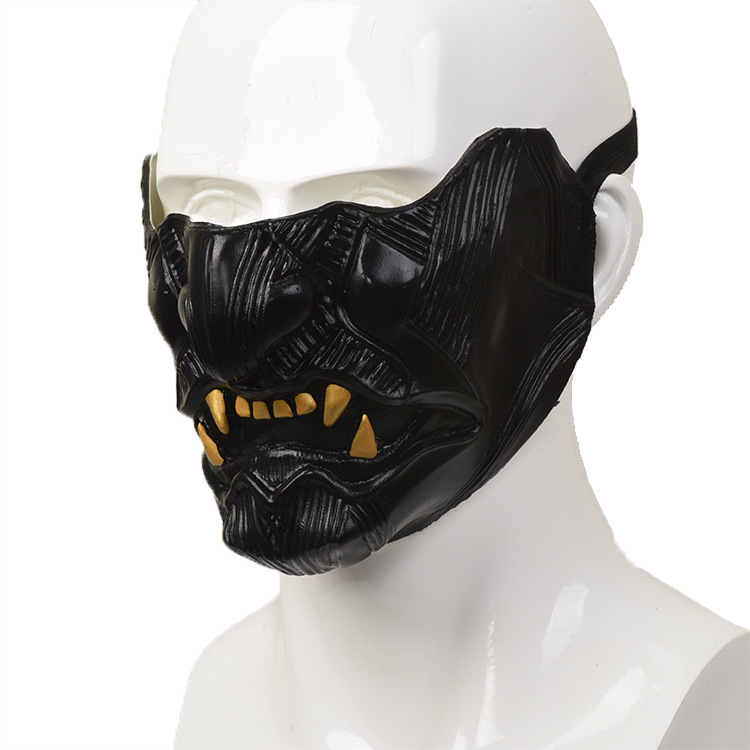 对马岛之魂面具般若日本鬼脸黑暗男女半脸乳胶面具万圣节跨境新品