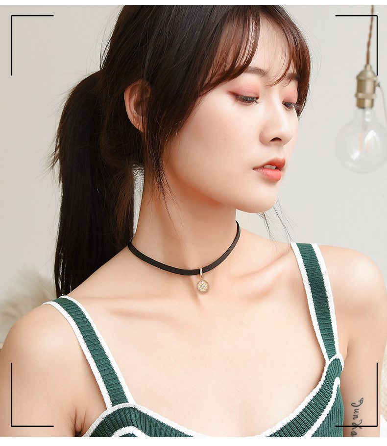 厂家直销时尚颈圈choker黑色性感八芒星颈链时尚项链锁骨链批发