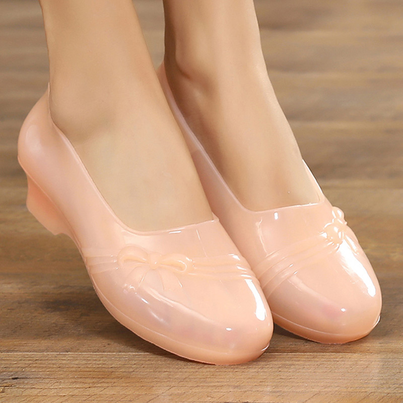 四季雨鞋透明果冻水晶鞋平底防滑防水雨靴浅筒水鞋厨房劳保胶鞋