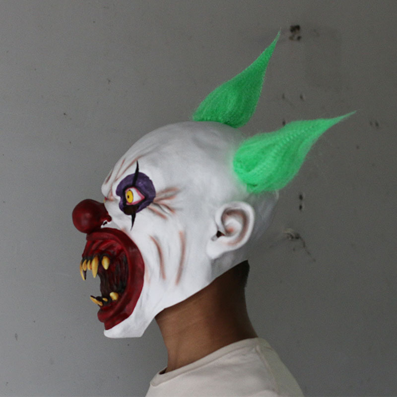 万圣节派对恐怖面具 血嘴獠牙小丑面具 鬼节狰狞鬼脸v字面具批发