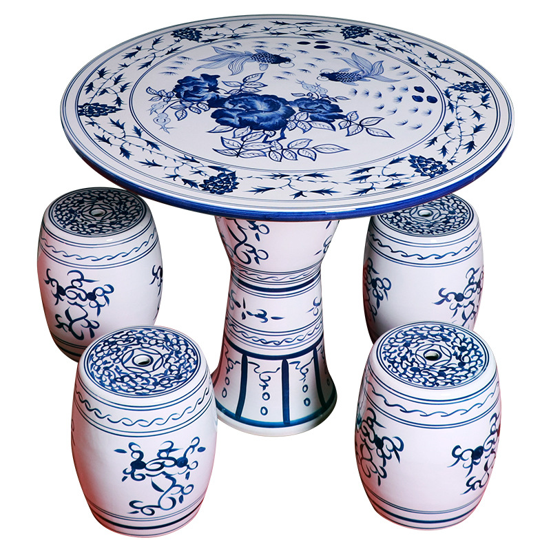 景德镇手绘粉彩仿古仿乾隆年制陶瓷桌凳套装户外庭院桌椅