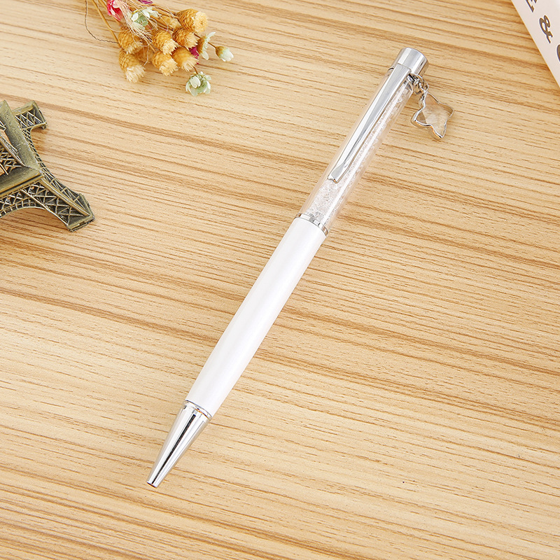 Cross-Border Hot Sale Four-Leaf Clover Pendant Crystal Pen Spot Metal Diamond Pen Advertising Gift Signature Pen