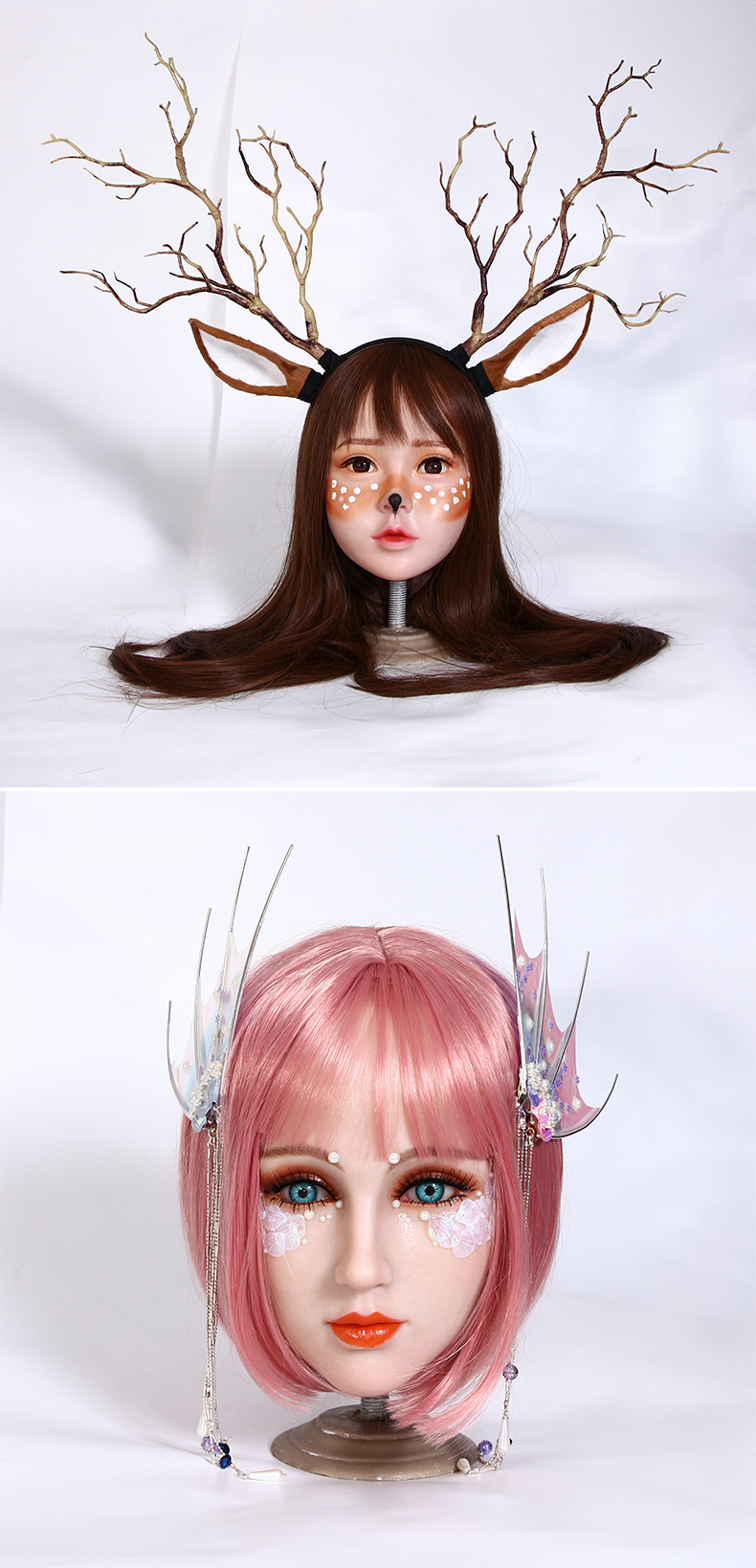 万蚁实体娃娃硅胶头 手工植发 多款式头型可选实体娃娃胶头批发