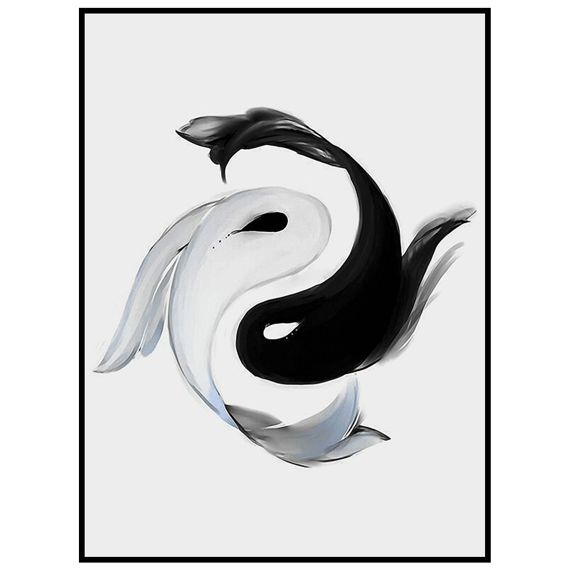 朗泽 钻石画现代简约风水阴阳鱼新中式点钻十字绣八卦钻石画一件代发