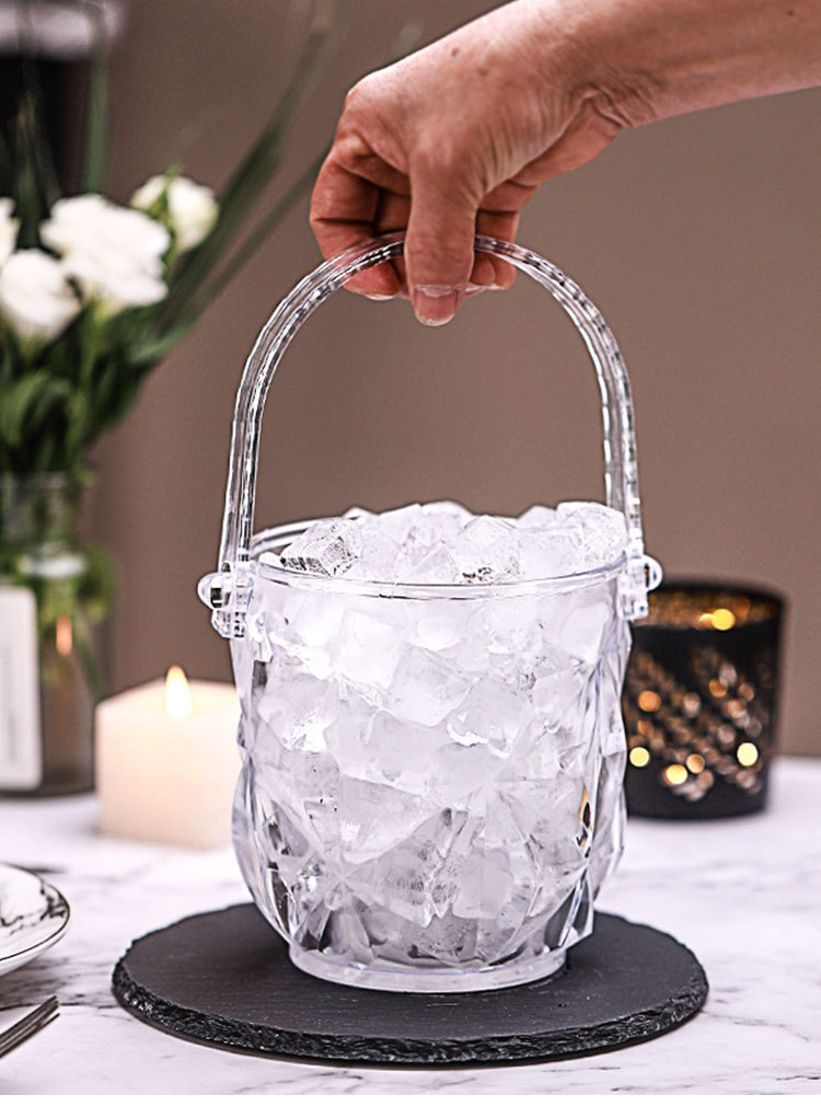 亚克力酒吧ktv带把冰桶 透明塑料冰桶 香槟桶 冰块桶 水晶冰粒桶