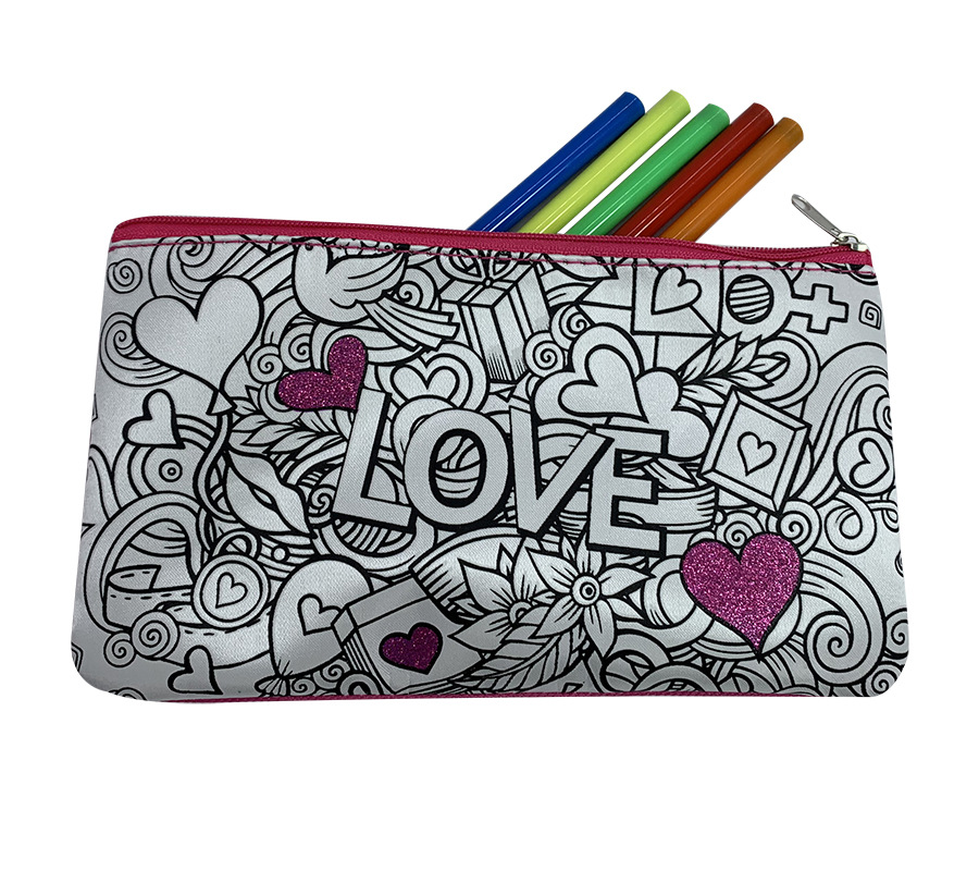 文具包儿童手绘涂鸦笔袋绘画diy涂色笔袋跨境