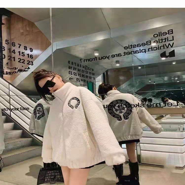 一件代发 2020秋冬克罗心男女同款羊羔绒外套