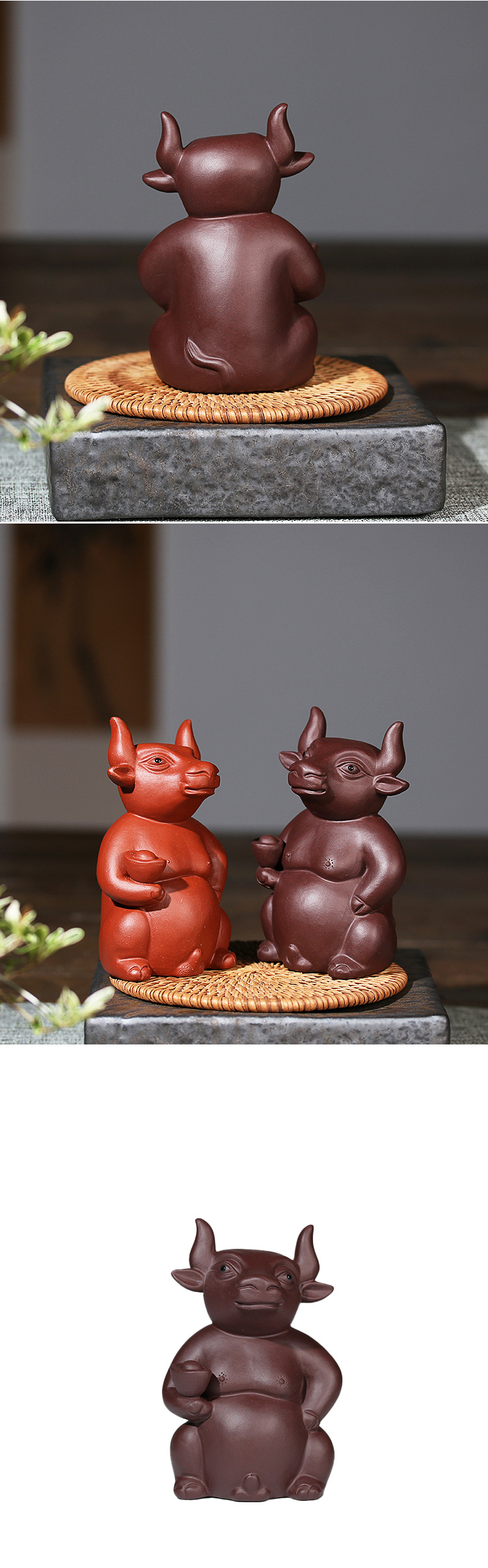 宜兴紫砂茶宠元宝牛纯手工创意雕塑茶玩茶道茶具摆件可养一件代发