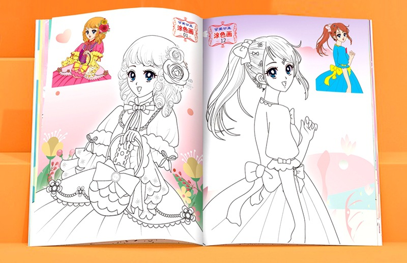 小公主涂色本儿童涂色画美少女涂鸦填色本小学生女孩画画书3-8岁