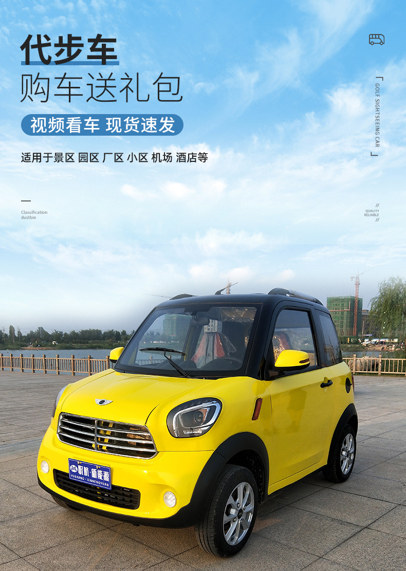阳光款小型迷你女士四轮代步电动车定制家用新能源接送孩子电瓶车