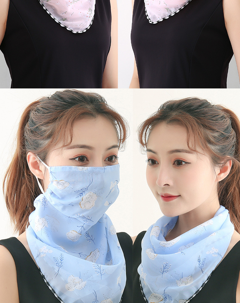 工厂直销夏季雪纺口罩时尚薄纱遮阳防尘骑行挂耳女大围脖防晒面罩