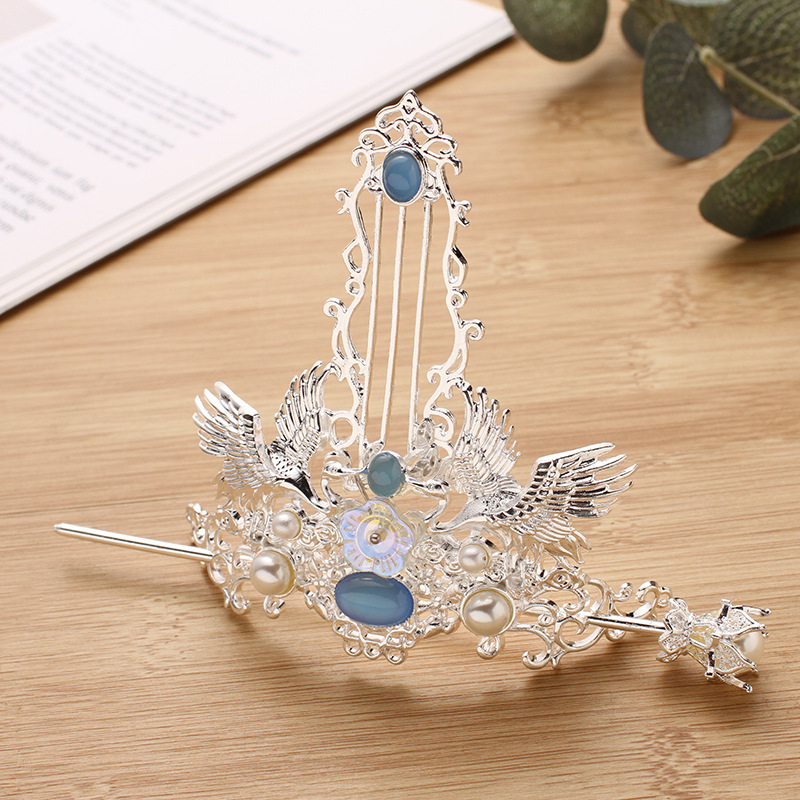 A Set of Ancient Style Tuinga Han Chinese Clothing Accessories Hairpin Crane Simple Hairpin Ancient Costume Hair Accessories Updo Hair Accessories