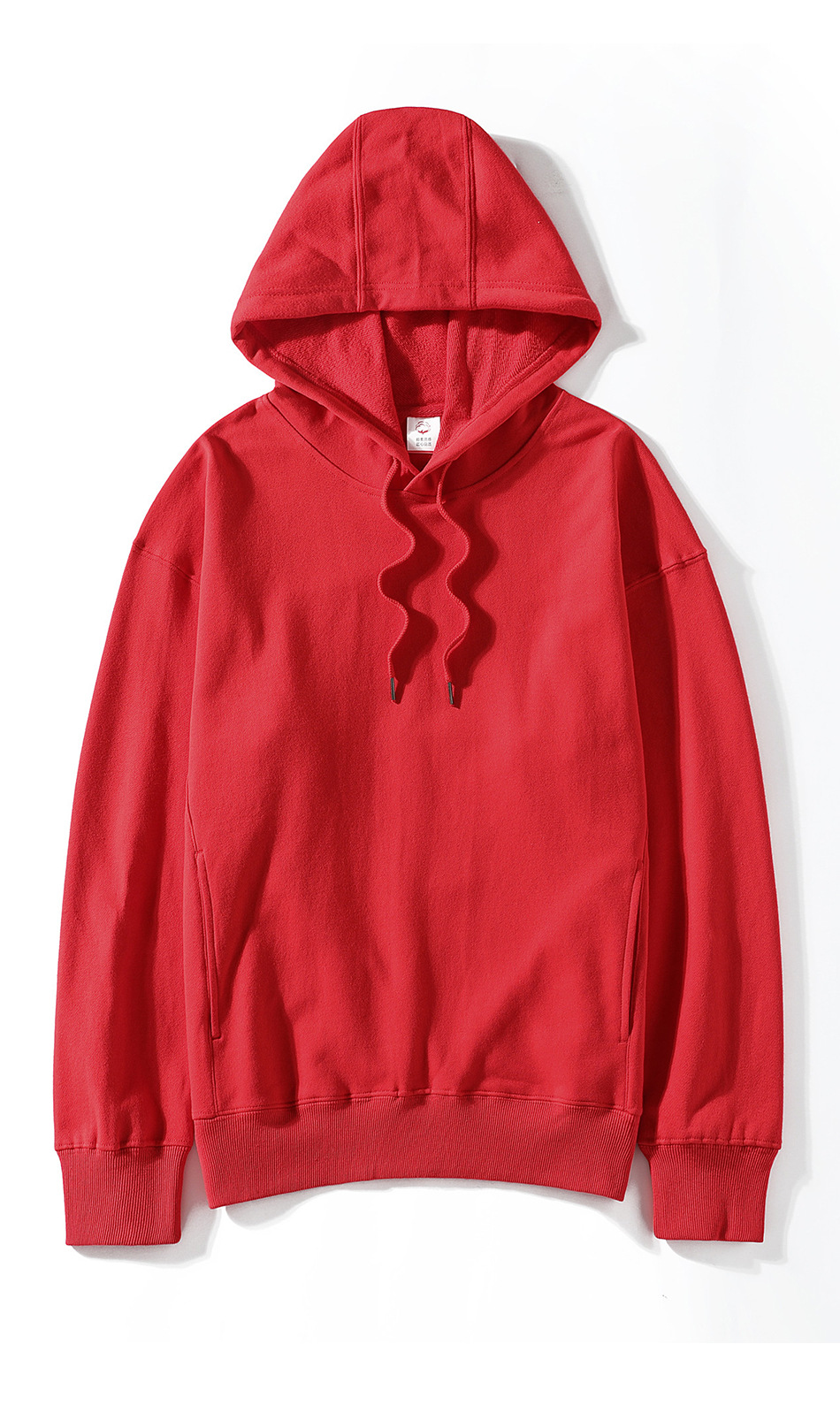 宽松落肩袖侧缝插袋秋冬320克纯棉大毛圈套头连帽卫衣男街潮帽衫