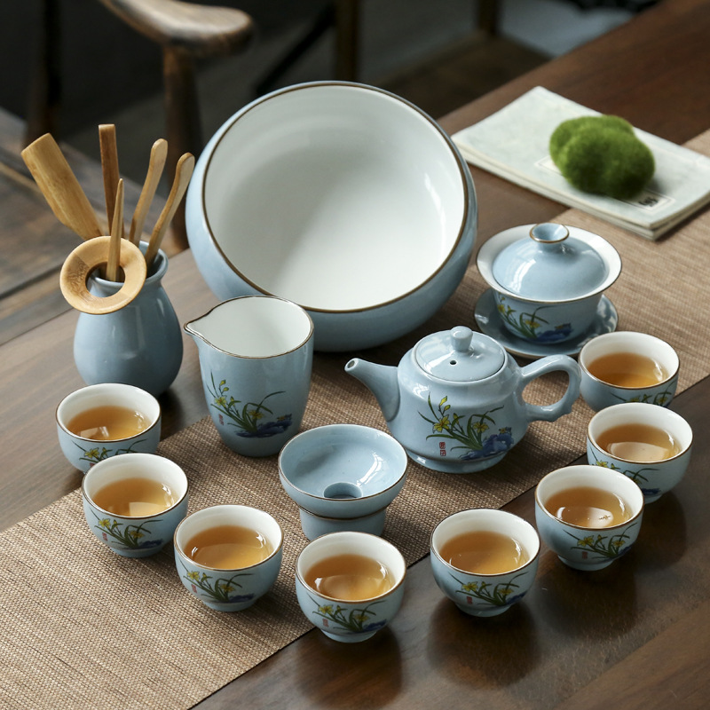 陶瓷茶具套装批发家用功夫茶具整套泡茶茶壶茶碗茶洗青瓷茶杯盖碗